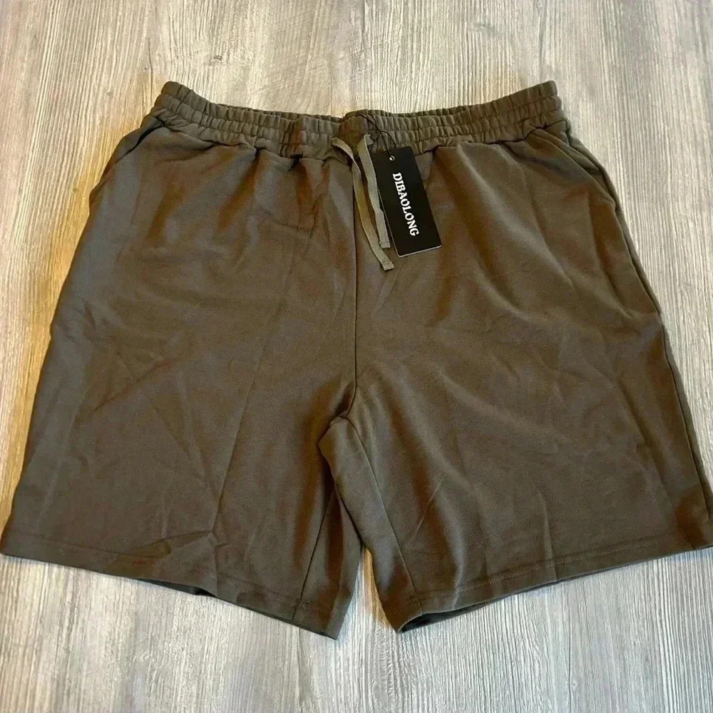 DIBAOLONG Womens Yoga Shorts Loose Comfy Drawstring Bermuda Shorts Brown Sz XXL
